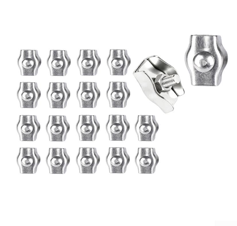 304 Edelstahl Drahtseilklemme M5 Seilclip für Zäune(Double Clamp 10m)