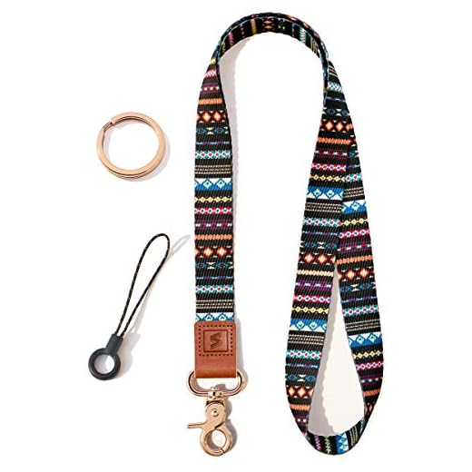SENLLY Halsrem Sondd Nyckelring Neck Lanyard Strap med Äkta Läder och Metallklämma, för Nycklar, ID Bricka Kort Hållare, Nyckelband, Mobiltelefon