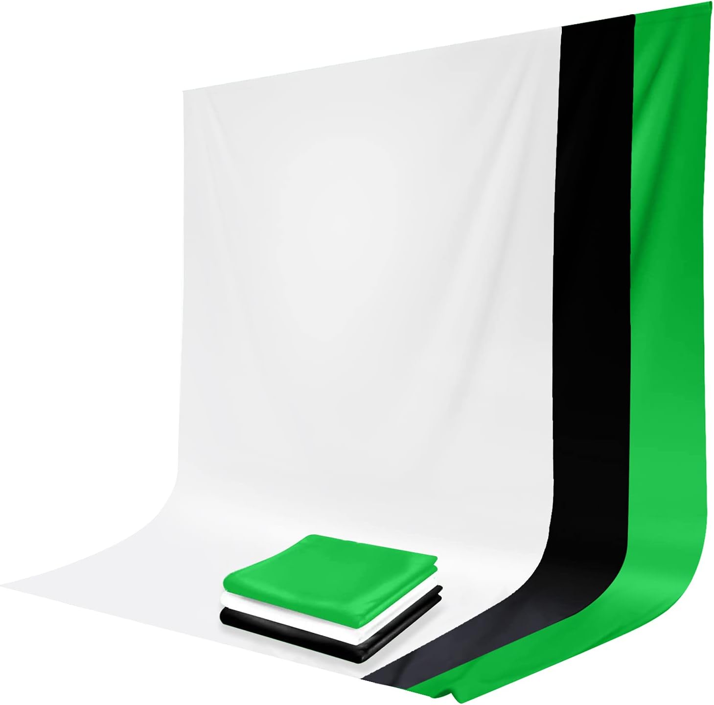 LimoStudio 10 x 12 feet / 120 x 144 inch White, Black, Green Backdrop Screen Photo Background, Premium > 150GSM Synthetic Material Superior Soft Texture for Professional Photo Video Studio, AGG1933