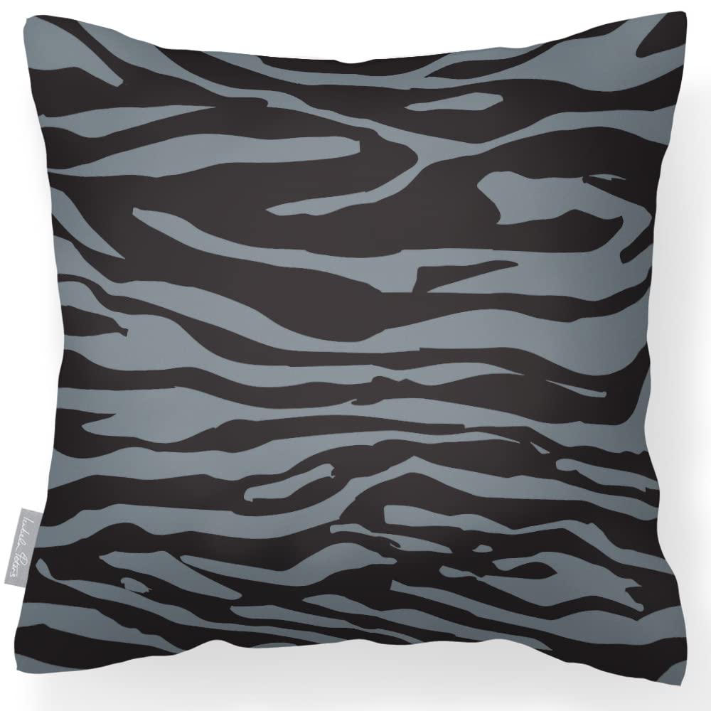Izabela Peters Zebra Print - Grey & Black Outdoor Cushions Waterproof, 43 Cm, Filled Outdoor Cushion, Garden Furniture Cushions, Outdoor Seat Cushions, Garden Chair Cushions