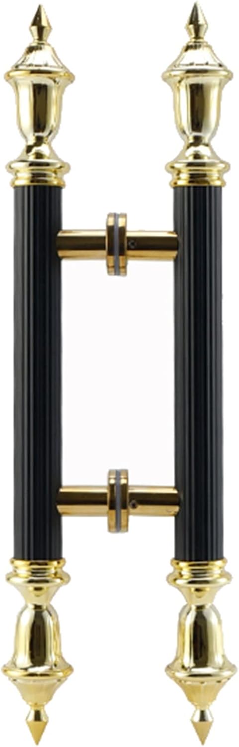 Pull Push Shower Kitchen Door Pulls Commercial Large Door Handle Black and Gold, Round Pole Bar Handles with Retro Style Ends, Push Pull Door Handle for Shopping Mall/Building Entry Gate ( Size : 80cm
