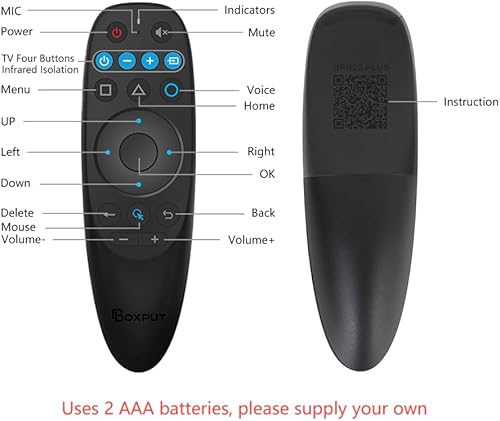 Miniatura 5 de BOXPUT BPR2S Plus Control remoto de TV con mouse de aire, BT Voice Remote 2.4G USB Control remoto Soporte IR Learning 6-Axis Gyro para Android TV
