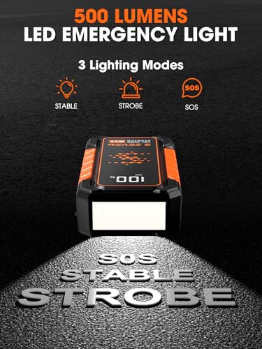 S ZEVZO A11 Jump Starter, Upgraded 5000A Car Battery Jumper Starter Portable (10.0L Gas & 7.0L Diesel Engines) with Booster 12V Lithium Jump Box with USB Charger, LCD Display, Flashlight, and Case - Image 6