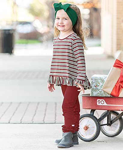 Image of RuffleButts Toddler Girl Merry & Bright Ruffle Leggings - Ankle Leggings