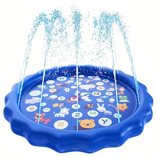Splash Pad, 170CM Sprinkler Wasser-Spielmatte, Splash Play Matte,Garten Kinder Spielzeug Sprinklerpool, Wasserspielzeug Hund Pool, Kinder Sprinkler mit Antirutschfunktion, für Baby Party Outdoor