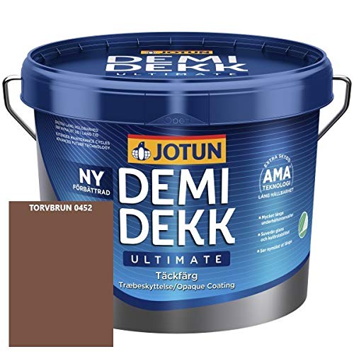 JOTUN DEMIDEKK ULTIMATE Täckfärg Holz-Farbe | Wetterschutz-Farbe | Holzschutz-Farbe | Absolute Premium-Qualität |3 Liter TORVBRUN 0452