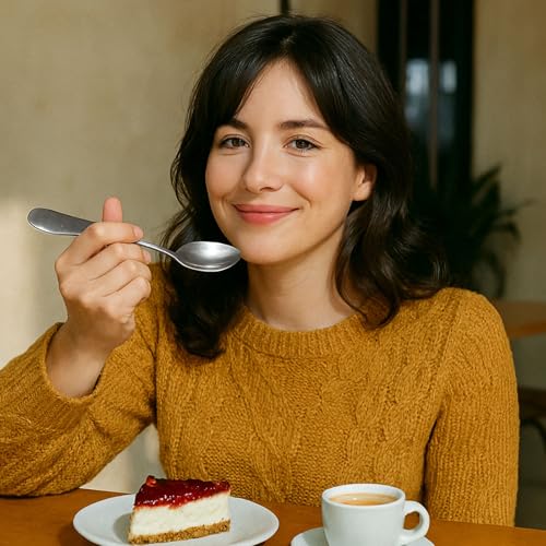 image for HANSGO Teaspoons Stainless Steel, 6 Piece Dinner Spoons Set 6.7 inches