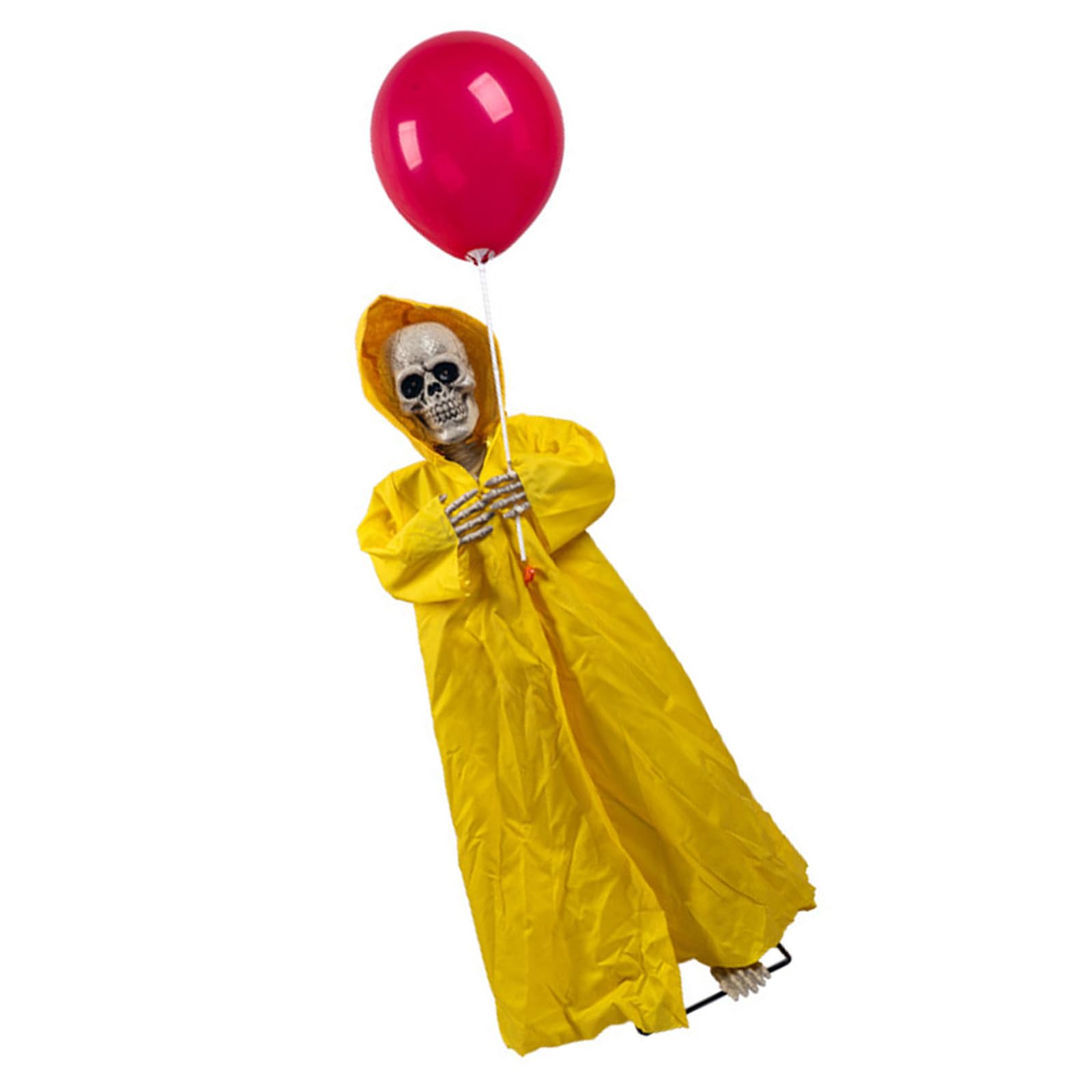 Halloween Party Entrance Decoration, Animated Skeleton Figure, Yellow Robe Look, Eerie Sound Module, LED Lighting, Battery Powered Center Piece Animated Skeleton Halloween Decor Light Sound Porch Yard