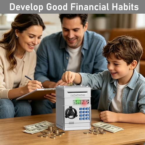 Image of Refasy Piggy Bank Cash Coin Can ATM Bank Electronic Coin Money Bank for Kids Age 3-12, Money Savings Box Mini ATM Coin Bank Toys Gifts for 3 4 5 6 7 8 9 10 11 12 Year Old Boys Girls