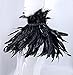Gothic Real Black Feather Cape Shawl Shoulder Wings Choker Collar with 1 Pair Feather Cuffs, Unisex Fashion Cape Shrug Shawl Stole Poncho, Halloween Cosplay Costume Party for Women Men