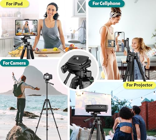 Image of JOILCAN Phone Tripod, 67 inch Camera Tripod Stand for iPhone iPad, Professional Aluminum Travel Tripods with Wireless Remote and Carry Bag for Cellphone Photo Video Recording Vlog