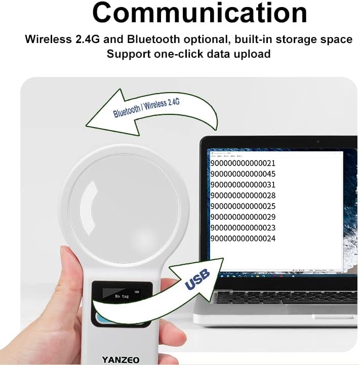 Yanzeo AR180I Pet Microchip Reader, Microchip Registration, EMID FDX-B(ISO11784/11785) 134.2KHz/125KHz Animal ID Tag Handheld Scanner Animal Tag Reader