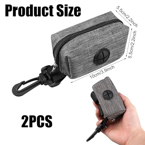 2 Stück Kotbeutelspender Hunde, Pet Waste Rubbish Poop Bag Halter, Grau Pet Poop Tasche Halter, Hundekotbeutel Halter Grau, Leicht Lösender Hundekotbeutelspender, für Spazierengehen mit Dem Hund