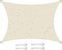 Vista 8 de Toldo tipo vela para exteriores, 6 x 7 pies, vela impermeable con bloqueo UV, tela resistente, protección solar, resistente al viento, grado