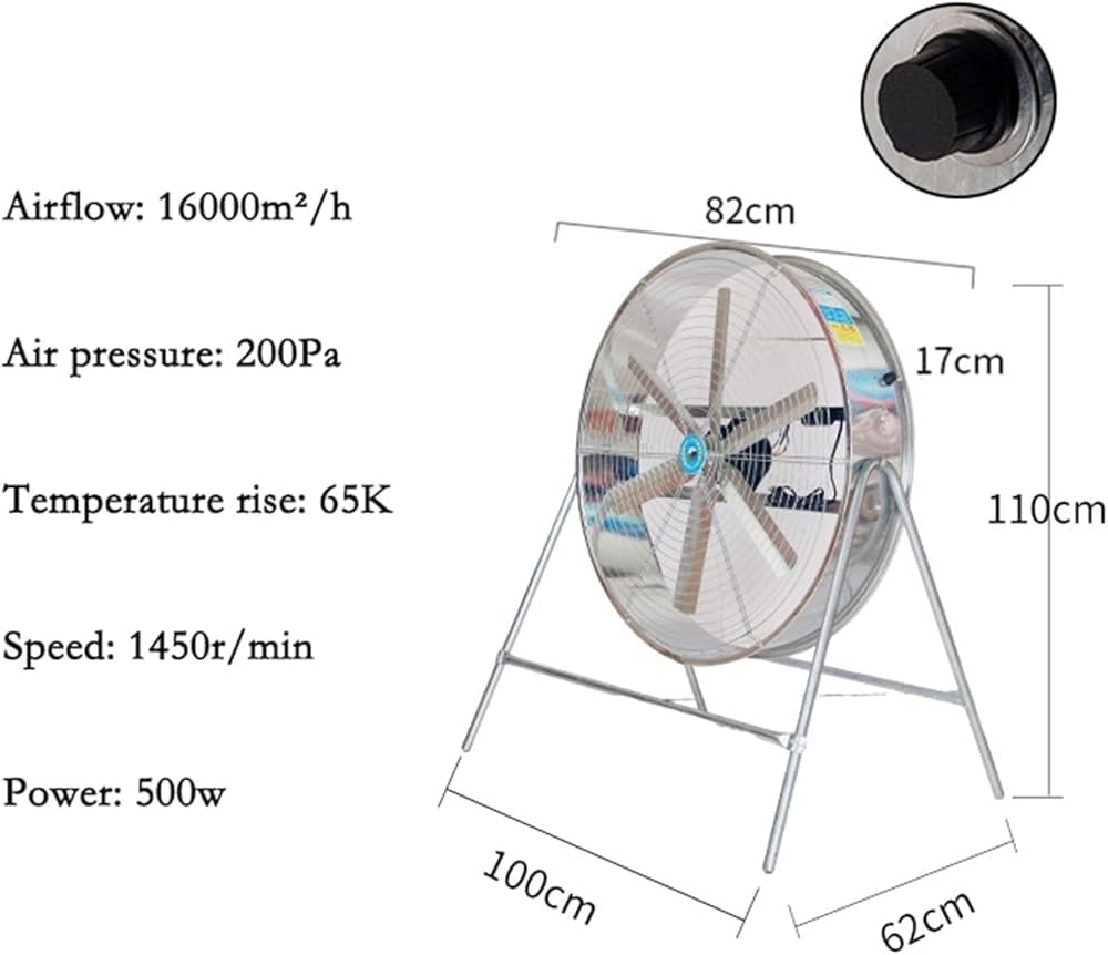 Robuster Standventilator, einstellbare Geschwindigkeit, großer Luftstrom, leistungsstarke Kühlung für Fabrik, Landwirtschaft und landwirtschaftliche Nutzung