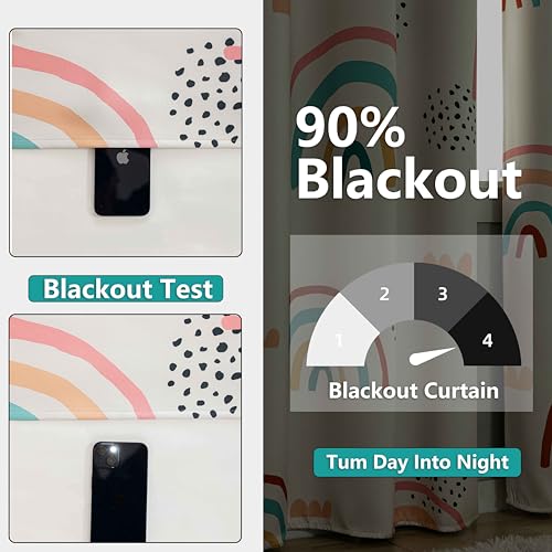 Image of Blackout Rainbow Curtains for Kids Nursery Curtain, C1, 52 inch x 63 inch, 2 Panels