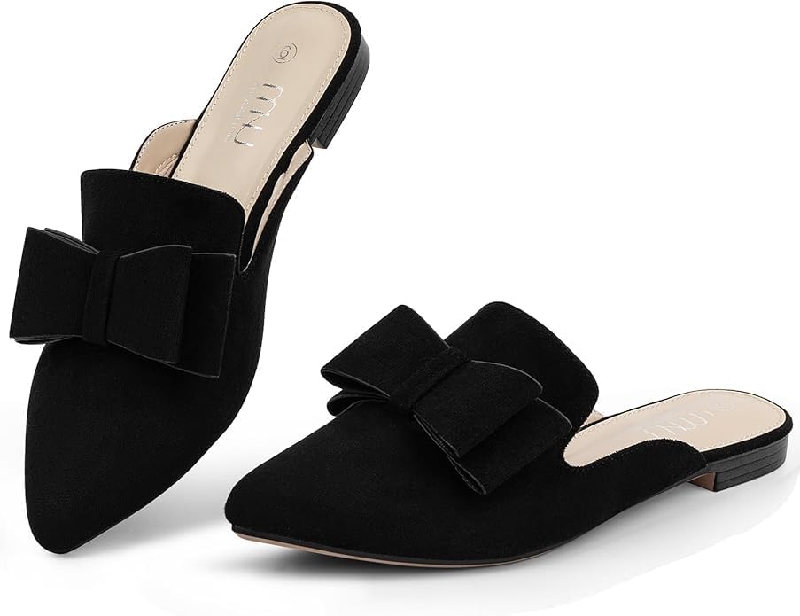 MUSSHOE Mules for Women Flats Comfortable Pointed Toe Slip on Women Mules Flats...
