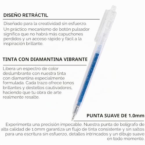 Miniatura 2 de Grabie 18 bolígrafos de gel con purpurina retráctiles, 18 colores