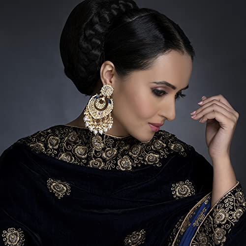 Sukkhi Sensational Kundan Gold Plated Pearl Chandelier Earring Set for Women (SKR85647), Blue, One Size - Image 8