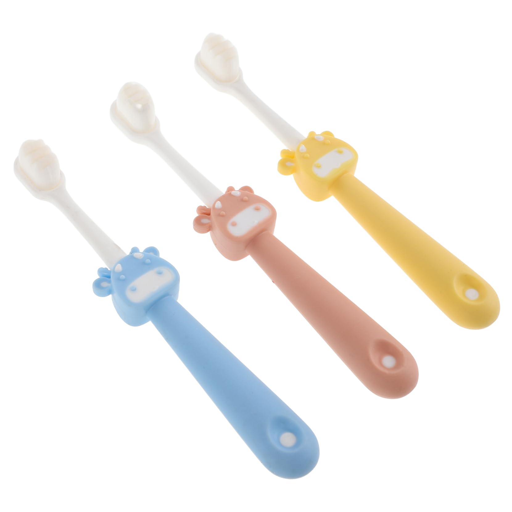 NOLITOY Cartoon Toothbrush Set 3 Pack Soft Bristles Non-Slip Handle Fine Bristles for Children Toddlers