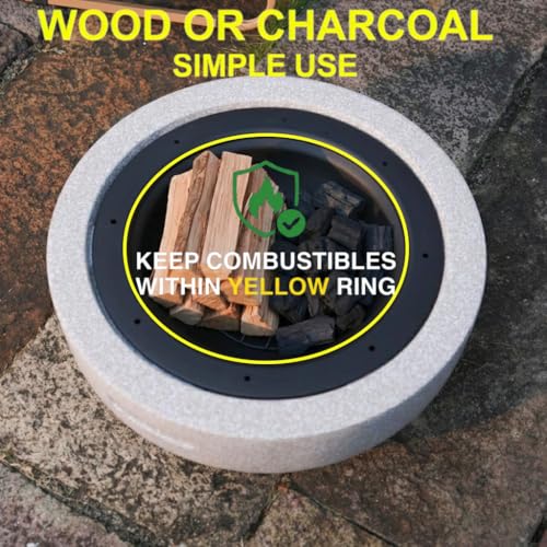 Image of Round Wood Burning Concrete Outdoor Fire Pit, Heat Resistant MGO Ceramic Material Base with BBQ Grill for Patio Garden, Backyard Barbecue, Outdoor Gatherings, Light Gray | Heat Resistant MGO Cement Material,BBQ Grill Firepit,Family S'mores Fun,for Garden Backyard Barbecue,Outdoor Gatherings