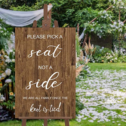 Panneau de mariage Choose A Seat en bois pour cérémonie laïque en plein air