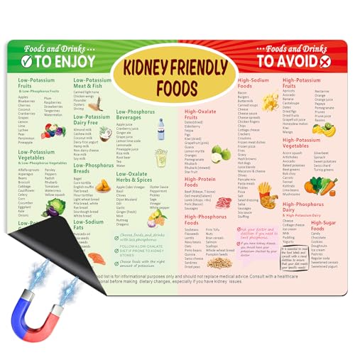 Kidney Friendly Food List Fridge Magnets Kidney Diet List Cheat Chart,Kidney Awareness Diet Refrigerator Magnets,Low Potassium Grocery Shopping List,Kitchen & Dining Room Assistance Chart,8x12in