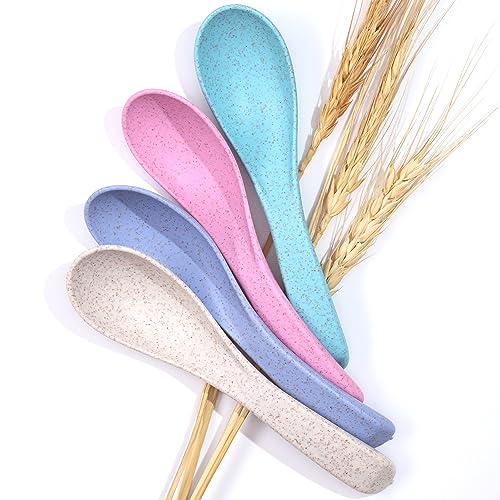 Wheat Straw Travel Spoon Set - 4 Spoons Camping Utensils