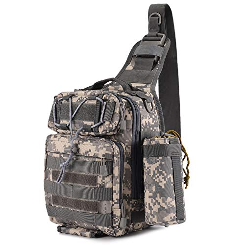 Bolso Cruzados Hombre,Triangular Crossbody Bandolera Táctica Impermeable,Bolso Militar Durable Tela Oxford Cómodo,para Ciclismo Trekking Camping Cazar Acampada Senderismo (Gris)