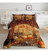 Amazon.com: Fall Season Bedding King Brown Highland Cow Print Comforter ...