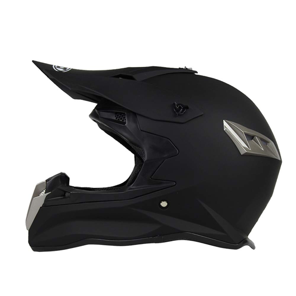 Mangen Casque de Moto Motocross Cross intégral Vélo Off-Road VTT Noir Mat (M)