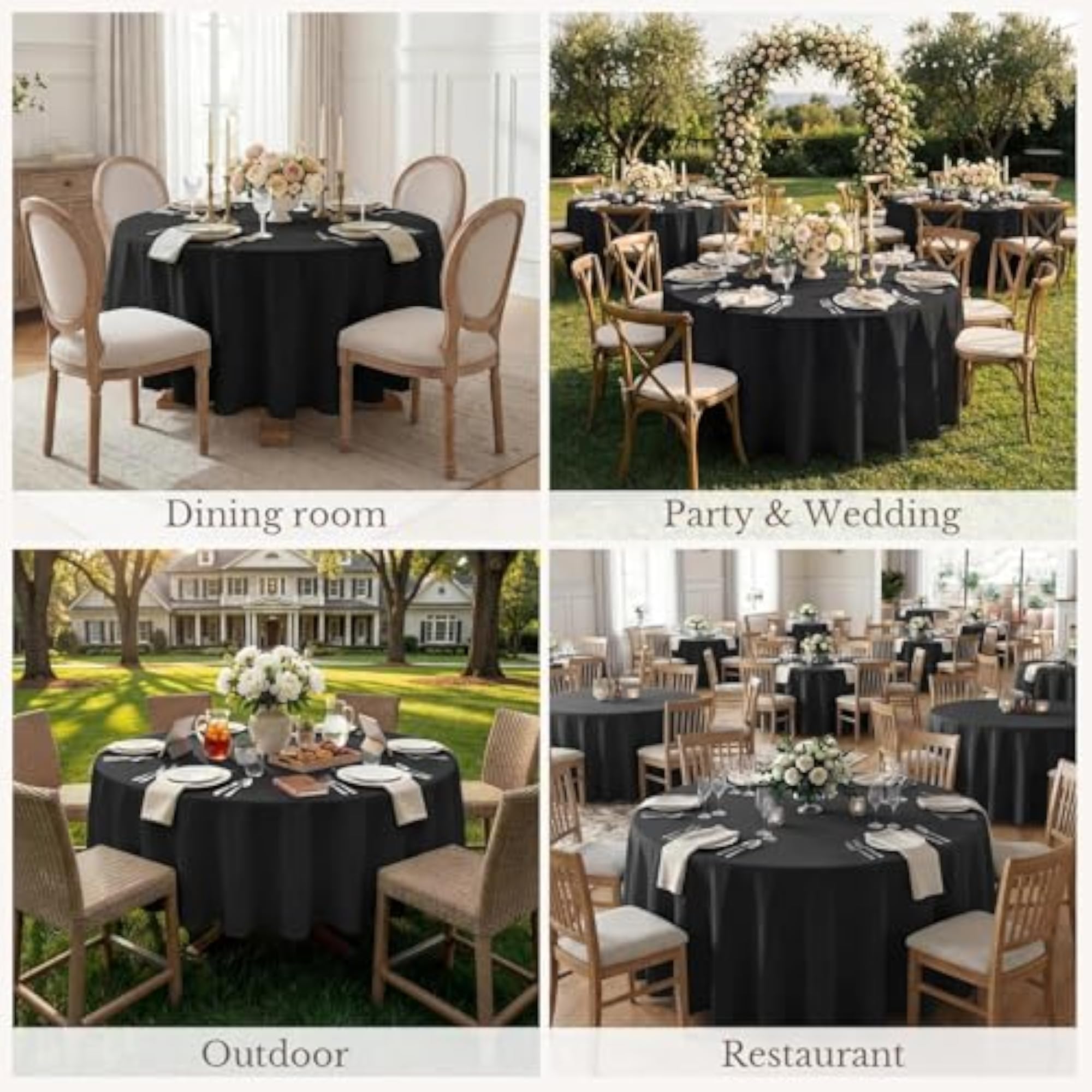 Round Tablecloth 60 Inch, Black