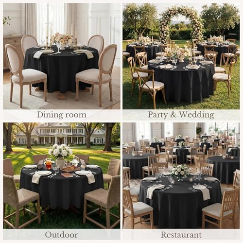 Nappe ronde noire imperméable 152 cm Romanstile en polyester antitache sans plis