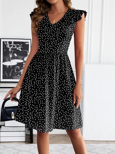 Image of HELYO Women's Summer Dresses Cute V Neck Ruffle Sleeve Cocktail Short Work Casual Dress with Pockets 648