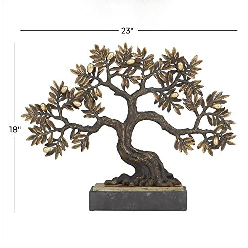 Deco 79 Polystone Tree Sculpture With Black Base, 23" X 5" X 18", Bronze #TOP2