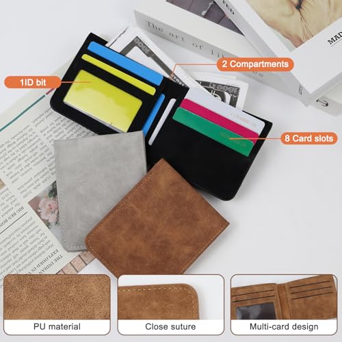 Men's Wallet, Fashionable Retro Bifold Wallets, Slim Wallet for Men with Double-Layer Cash Compartments, 5 Card Slots, 1 Photo Slot (Black)3