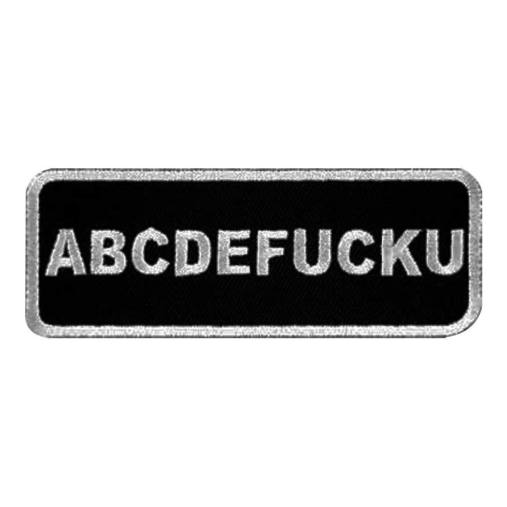 MotohogUnique Embroidered Sew Patch (ABCDEEFUCKU, White) 4X1.1 inches