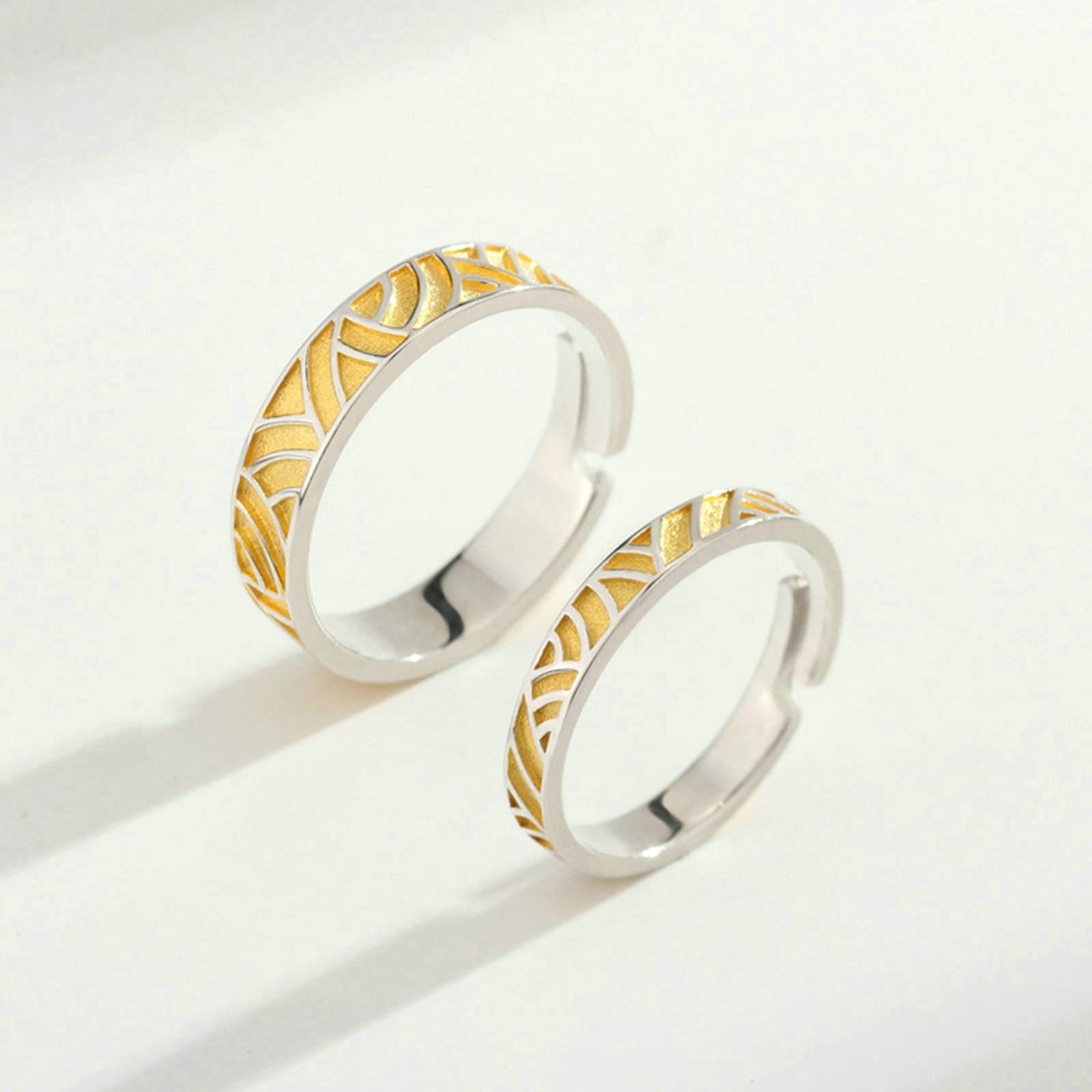 Veretta, Fedine Fidanzamento Coppia Sottili con Banda Semplice Argento Sterling Fidanzamento Anelli Regolabili per Uomo e Donna