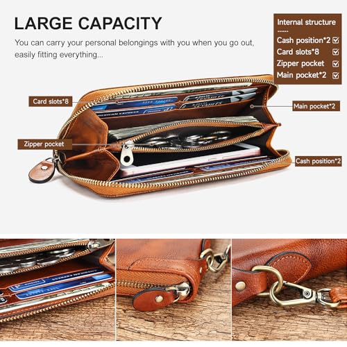 Women's Wallets Stylish Genuine Leather Tri-fold Wallet for Women - Slim, Multi-color Card Holder and Black Clutch Purse3