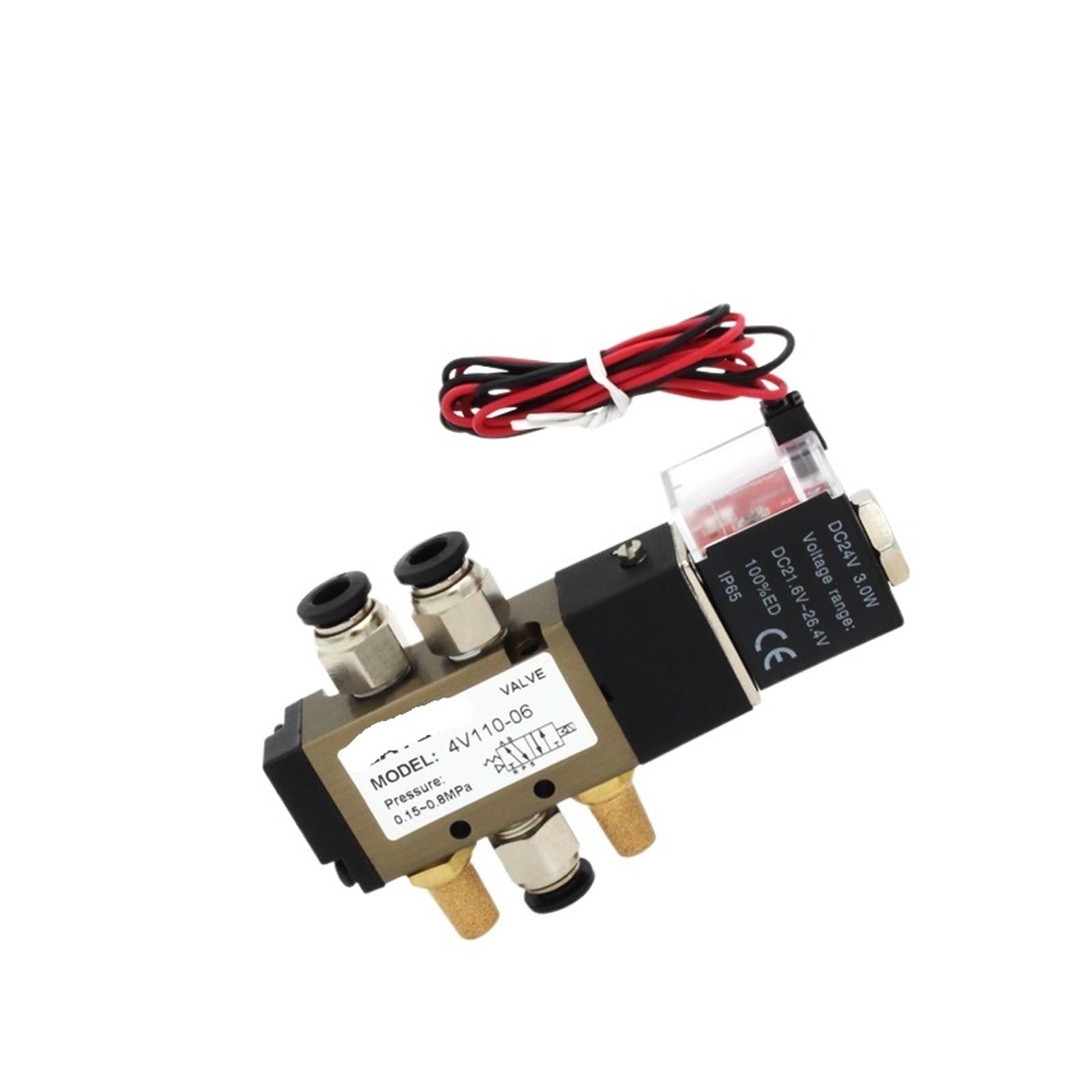 Électrovanne pneumatique 5/2 1/8 12V 4V110-06 avec raccords 6mm pour contrôle d'air