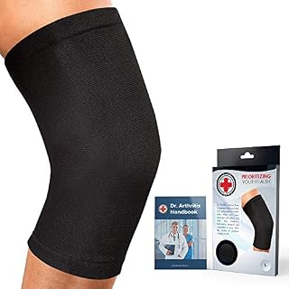 Doctor Developed Knee Brace / Knee Support / Compression Sleeve [SINGLE] & DOCTOR WRITTEN HANDBOOK - Relief for Joint Disease (Osteo/Rheumatoid), Tendonitis, Running & Weightlifting (Pink, M)