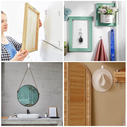 Non-trace Crochet de Mur Dur - 64 pièces Image Hangers pour Béton Dur, Crochets Muraux Sans Trace avec Ongles pour suspendre des images, des peintures, des sacs, des parapluies, des horloges (blanc) – vue 7