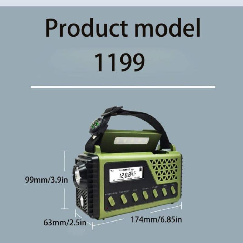 Emergency Radio with Bluetooth 5.0, Solar Hand Crank Portable Weather Radio for Power Outage, AM/FM/Shortwave Battery Operated Radio with Type-C Charger, Flashlight, Reading Lamp, SOS Alarm，8000mAh