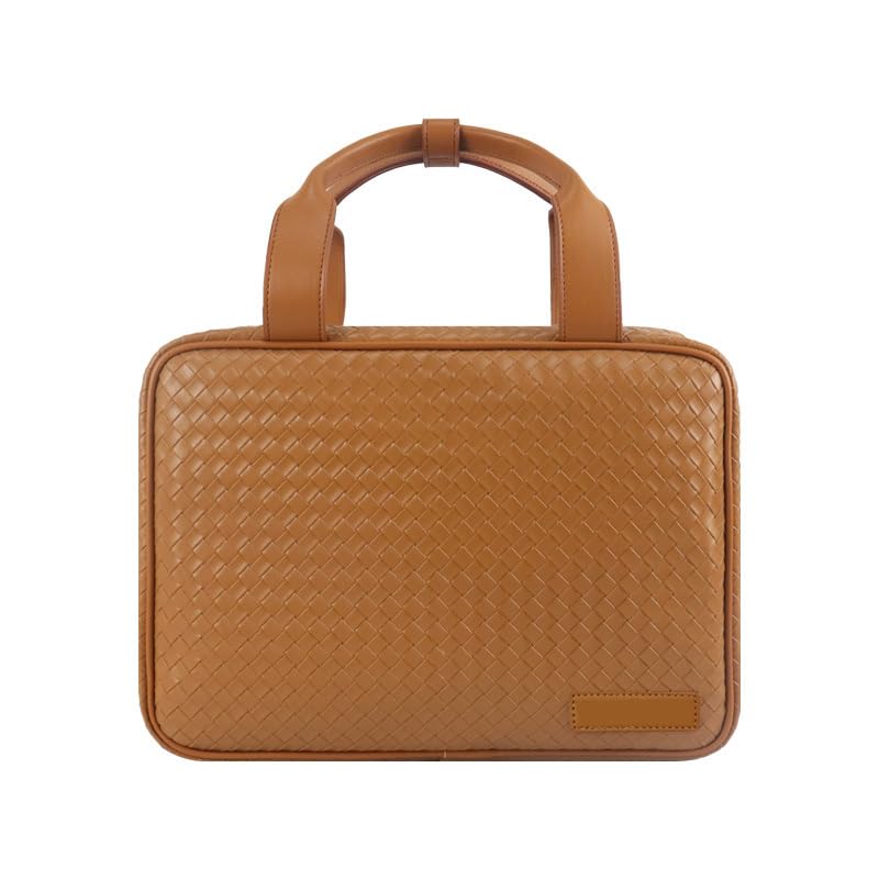 Generic PRODUCTGENICS Travel Toiletry Bag, Large Makeup Bag for Women, Premium Quality and Stylist Cosmetic Bag, Hanging Toiletry Organizer, Water Resistant Makeup Bag, Skincare Pouch. (Brown)