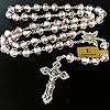 elegantmedical Handmade ROSE PINK Veluriyam ROSE BEADS ROSARY & ITALY CROSS MEDAL Catholic necklace GIFT BOX