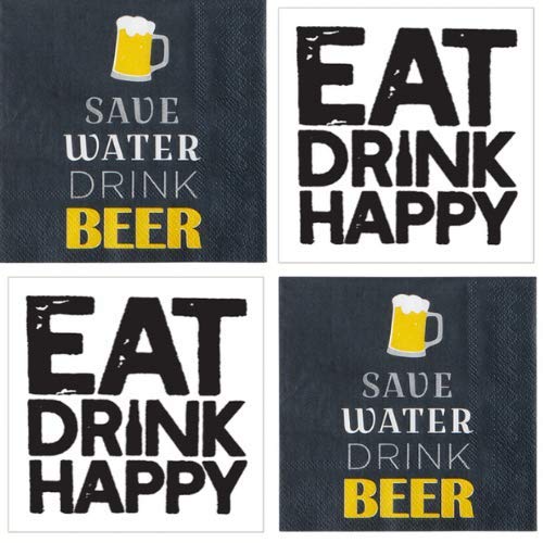 Funny Cocktail Napkins for men women Save Water Drink Beer variety pack Black white craft accessories