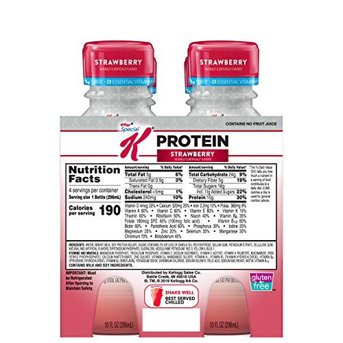 Special K Protein Shakes, Strawberry, Gluten Free, 10 Fl Oz Bottles (4 Count) #TOP6
