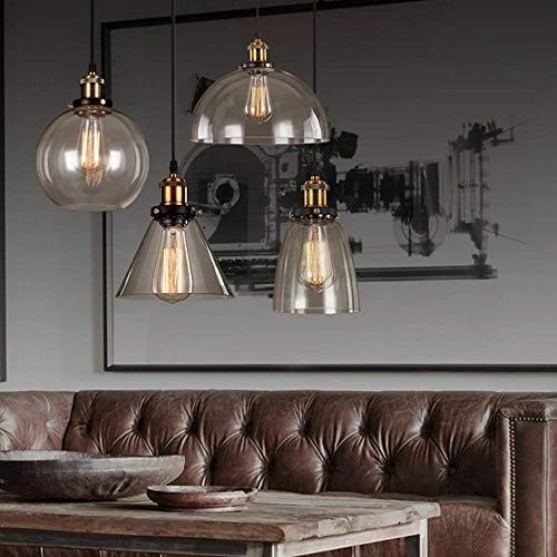 Lampe suspendue LED en verre rétro E27 avec hauteur réglable
