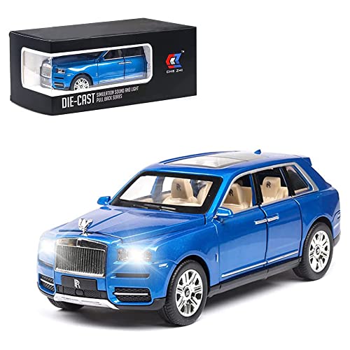 EROCK Exquisite car Model 1/24 Rolls-Royce CULLINAN Model Car,Zinc Alloy Pull Back Toy car with Sound and Light for Kids Boy Girl Gift. (Blue-CULLINAN)