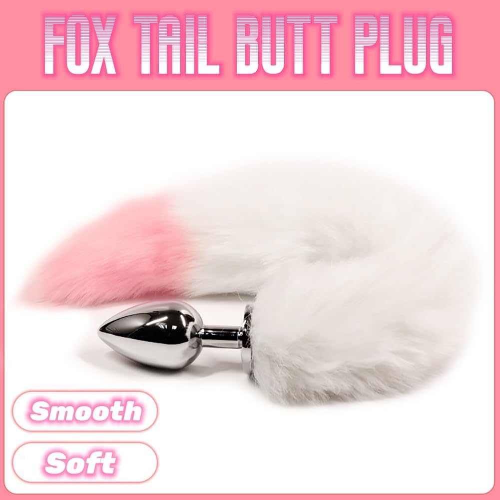30.3 Inch Fox Animal Costume Tail Faux Fur Wolf Butt Tail Long Anal Butt Plug Fox Cat Butt Plug Furry Plush Tail Plug Valentines Day Cosplay: White
